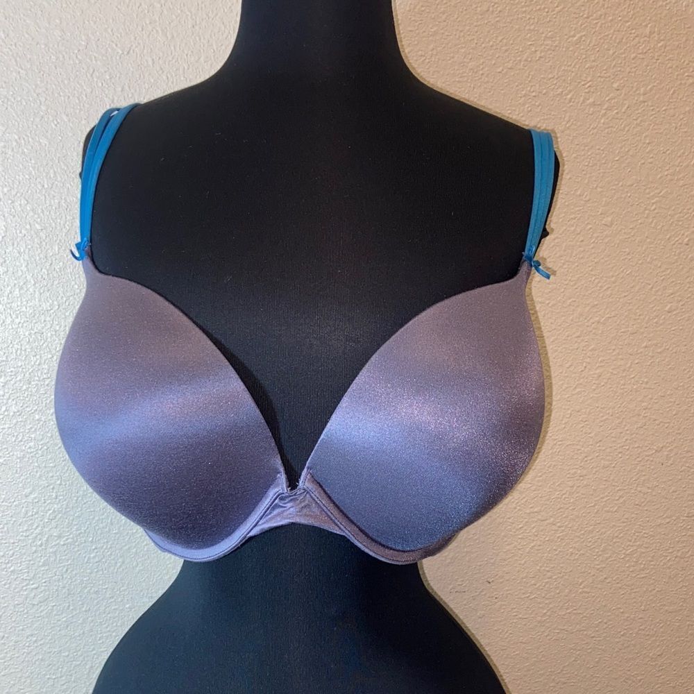 HEIDI Elegant Lavender Bra with Blue Accents Size 38DD